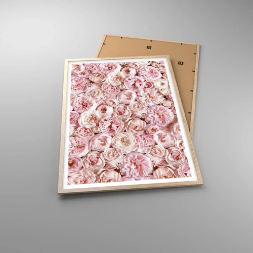 Affiche dans un chêne clair - Poster - Un lit de roses - 61x91 cm