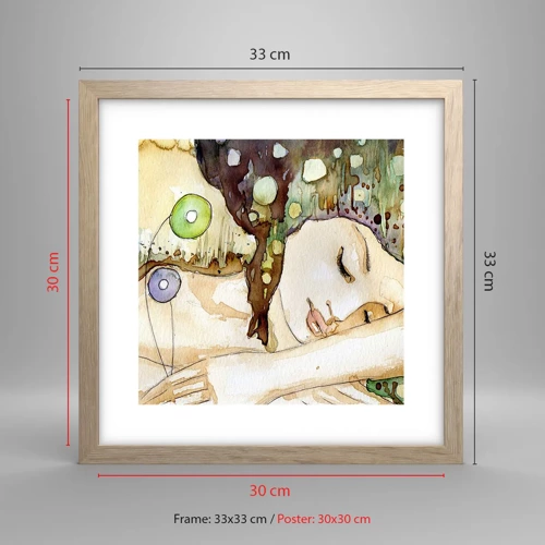 Affiche dans un chêne clair - Poster - Un rêve violet émeraude - 30x30 cm