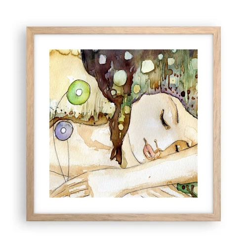 Affiche dans un chêne clair - Poster - Un rêve violet émeraude - 40x40 cm