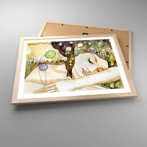Affiche dans un chêne clair - Poster - Un rêve violet émeraude - 50x40 cm