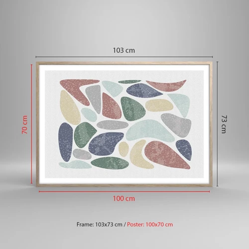 Affiche dans un chêne clair - Poster - Une mosaïque de couleurs poudrées - 100x70 cm