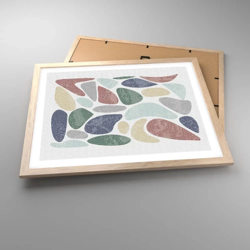 Affiche dans un chêne clair - Poster - Une mosaïque de couleurs poudrées - 50x40 cm