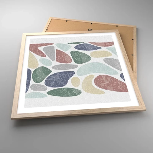 Affiche dans un chêne clair - Poster - Une mosaïque de couleurs poudrées - 50x50 cm