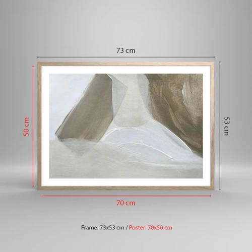 Affiche dans un chêne clair - Poster - Une vague de blanc - 70x50 cm