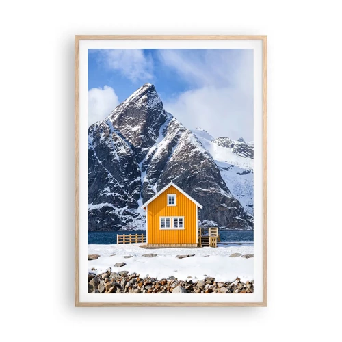 Affiche dans un chêne clair - Poster - Vacances scandinaves - 70x100 cm