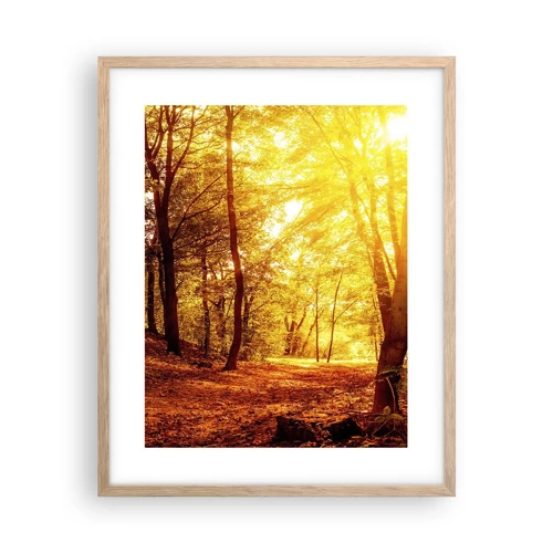 Affiche dans un chêne clair - Poster - Vers la clairière dorée - 40x50 cm