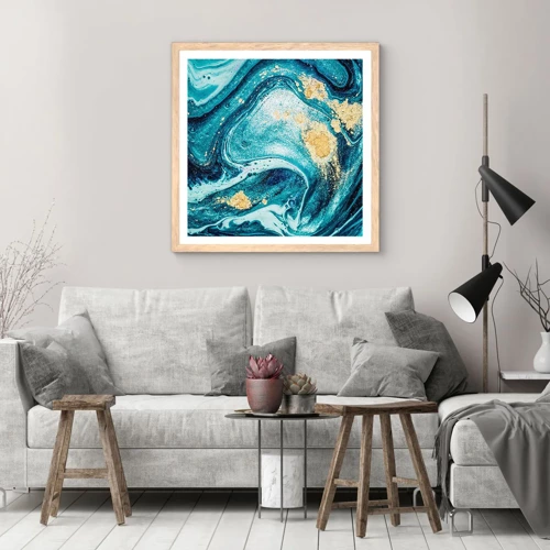 Affiche dans un chêne clair - Poster - Vortex bleu - 30x30 cm