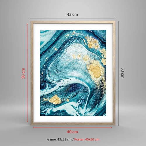 Affiche dans un chêne clair - Poster - Vortex bleu - 40x50 cm