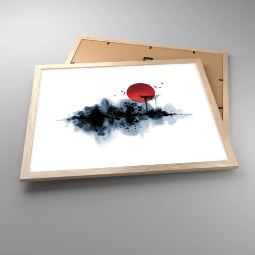 Affiche dans un chêne clair - Poster - Vue japonnaise - 50x40 cm