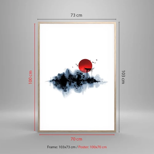 Affiche dans un chêne clair - Poster - Vue japonnaise - 70x100 cm