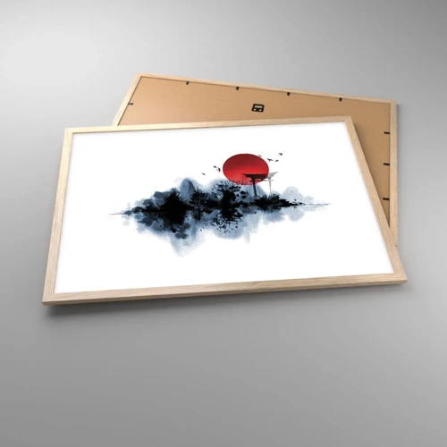 Affiche dans un chêne clair - Poster - Vue japonnaise - 70x50 cm
