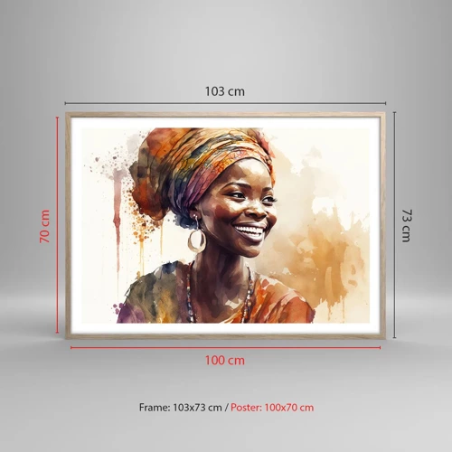 Affiche dans un chêne clair - Poster - reine africaine - 100x70 cm