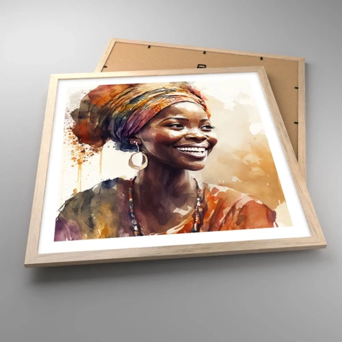 Affiche dans un chêne clair - Poster - reine africaine - 50x50 cm