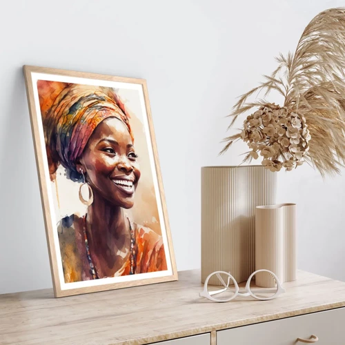 Affiche dans un chêne clair - Poster - reine africaine - 50x70 cm