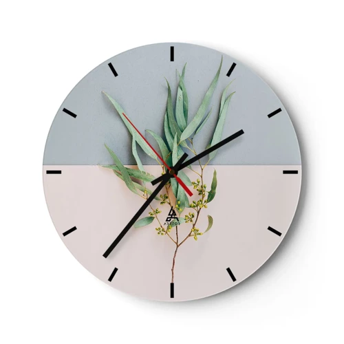 Horloge en verre de classe premium Arttor 30x30 cm - Rond, Cadran à lignes, Rose, GrisC3AR30x30-5284