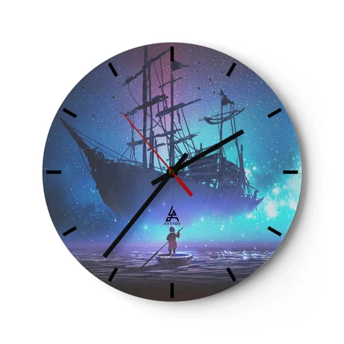 Horloge murale - Pendule murale - A la rencontre du mythe de la mer - 30x30 cm