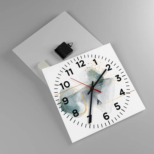 Horloge murale - Pendule murale - À propos de la relation entre le gris et l'or - 30x30 cm