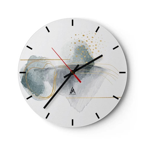 Horloge murale - Pendule murale - À propos de la relation entre le gris et l'or - 30x30 cm