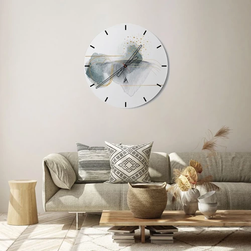 Horloge murale - Pendule murale - À propos de la relation entre le gris et l'or - 30x30 cm
