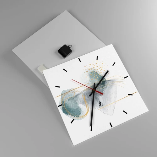 Horloge murale - Pendule murale - À propos de la relation entre le gris et l'or - 40x40 cm