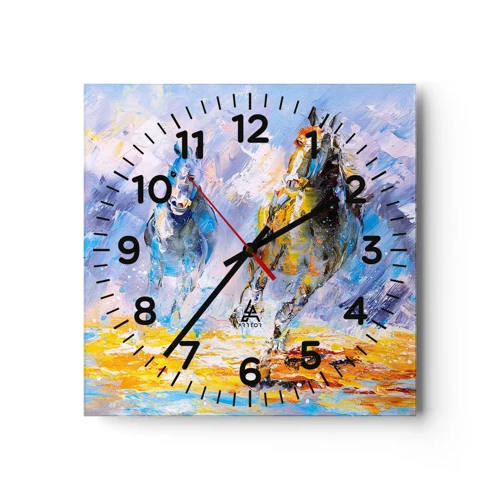 Horloge murale - Pendule murale - À travers l'éblouissement du galop - 30x30 cm