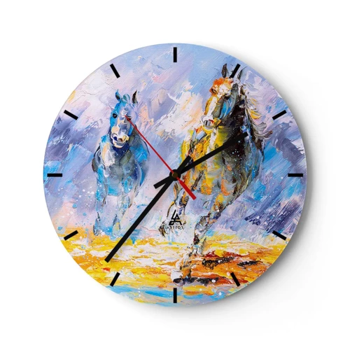 Horloge murale - Pendule murale - À travers l'éblouissement du galop - 40x40 cm