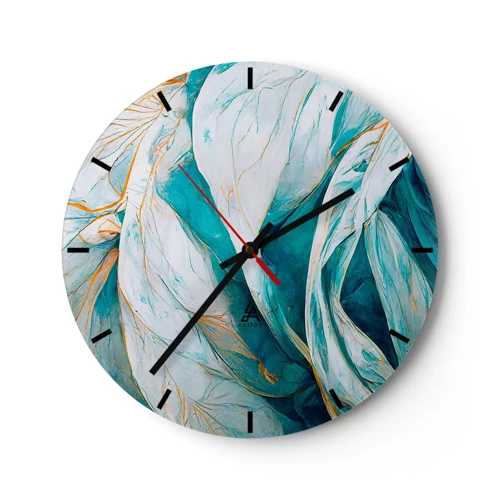 Horloge murale - Pendule murale - Abstraction bleue avec un motif doré - 30x30 cm