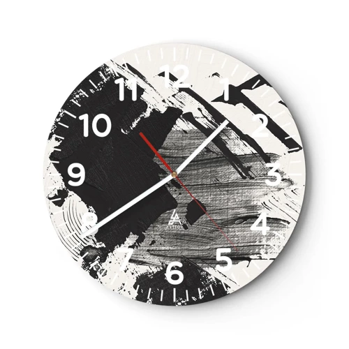 Horloge murale - Pendule murale - Abstraction – expression du noir - 30x30 cm