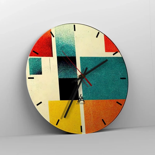 Horloge murale - Pendule murale - Abstraction géométrique – bonne énergie - 30x30 cm