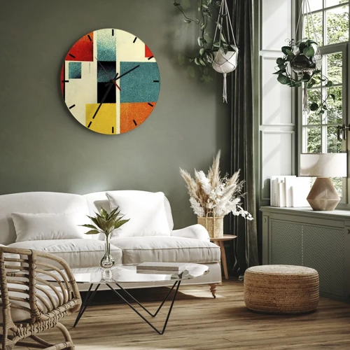 Horloge murale - Pendule murale - Abstraction géométrique – bonne énergie - 30x30 cm