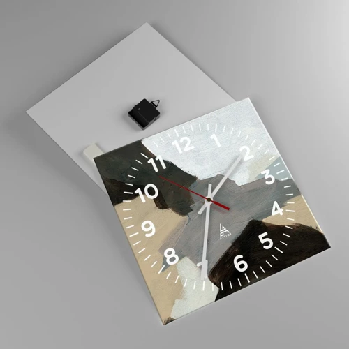 Horloge murale - Pendule murale - Abstraction : le carrefour du gris - 40x40 cm