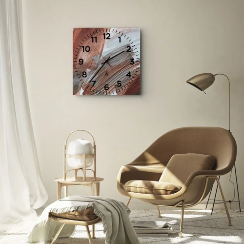 Horloge murale - Pendule murale - Abstraction venteuse et automnale - 40x40 cm