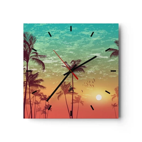 Horloge murale - Pendule murale - Ambiance tropicale - 30x30 cm