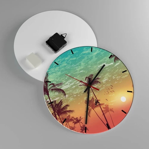 Horloge murale - Pendule murale - Ambiance tropicale - 30x30 cm