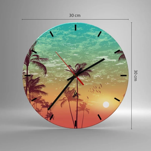 Horloge murale - Pendule murale - Ambiance tropicale - 30x30 cm