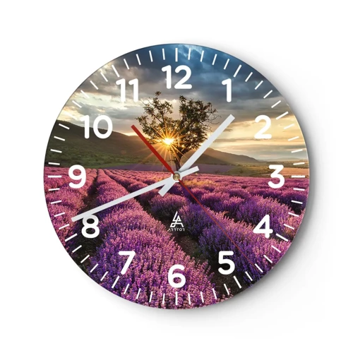 Horloge murale - Pendule murale - Arôme de couleur lilas - 30x30 cm