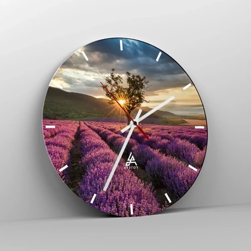 Horloge murale - Pendule murale - Arôme de couleur lilas - 40x40 cm