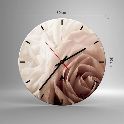 Horloge murale - Pendule murale - Au coeur d'ue la rose - 30x30 cm