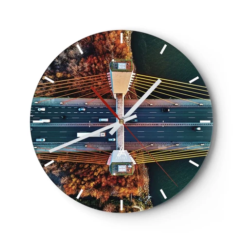 Horloge murale - Pendule murale - Au dessus de l'eau et de la forêt - 30x30 cm