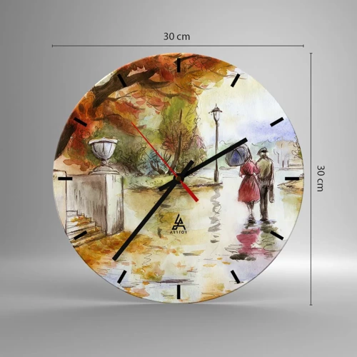 Horloge murale - Pendule murale - Automne romantique dans le parc - 30x30 cm