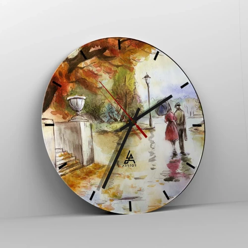 Horloge murale - Pendule murale - Automne romantique dans le parc - 30x30 cm