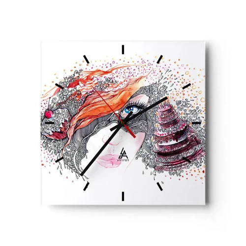 Horloge murale - Pendule murale - Avec elle, c'est tous les jours la fête - 40x40 cm