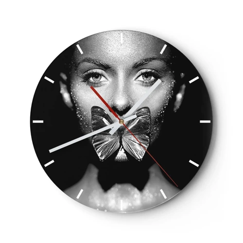 Horloge murale - Pendule murale - Baiser papillon - 30x30 cm