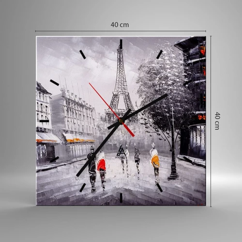 Horloge murale - Pendule murale - Balade parisienne - 40x40 cm
