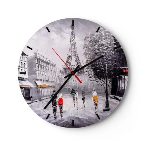 Horloge murale - Pendule murale - Balade parisienne - 40x40 cm