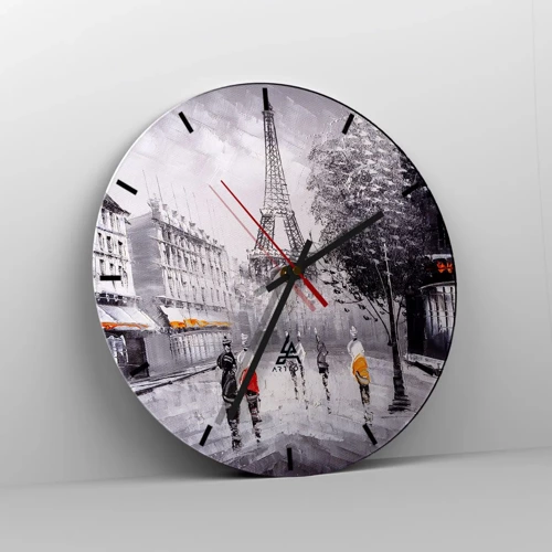 Horloge murale - Pendule murale - Balade parisienne - 40x40 cm
