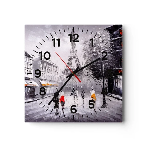 Horloge murale - Pendule murale - Balade parisienne - 40x40 cm