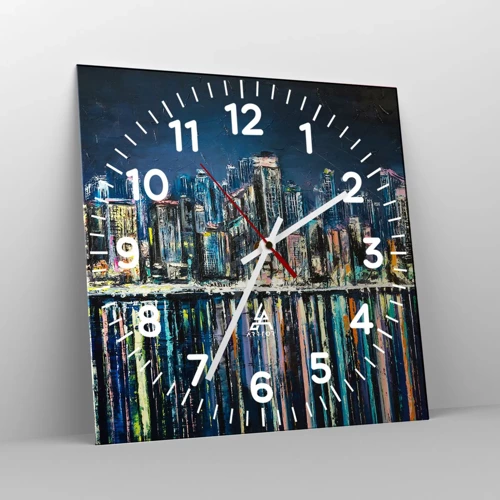 Horloge murale - Pendule murale - Cascade de lumières - 30x30 cm