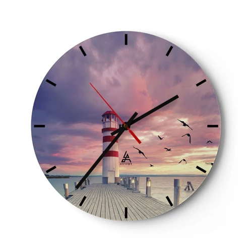 Horloge murale - Pendule murale - C'est l'heure d'aller au port - 30x30 cm