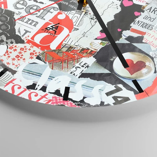 Horloge murale - Pendule murale - Collage hipster - 30x30 cm